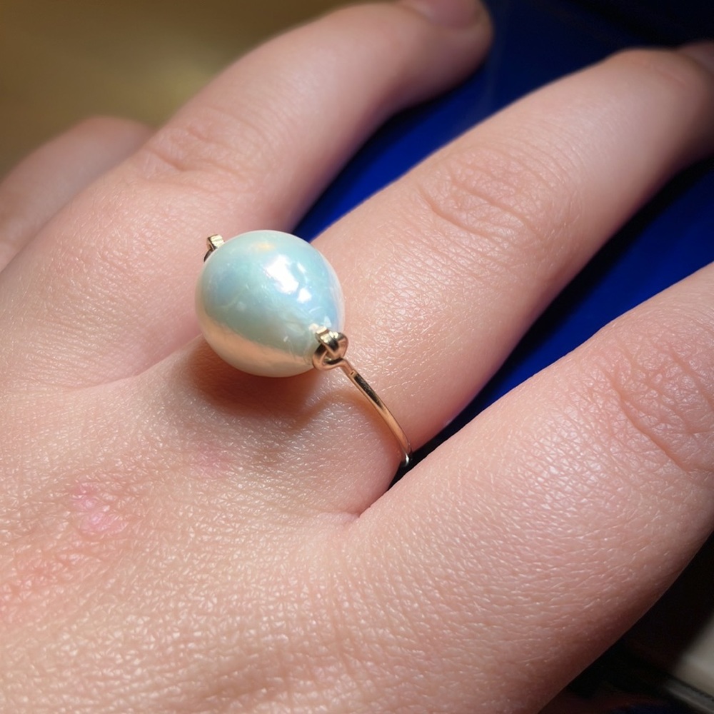 Solid 14K gold fill baroque Pearl ring